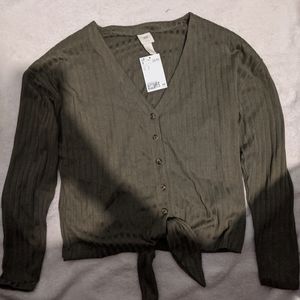 H&M Green Long sleeve Button down Cardigan Sweater
